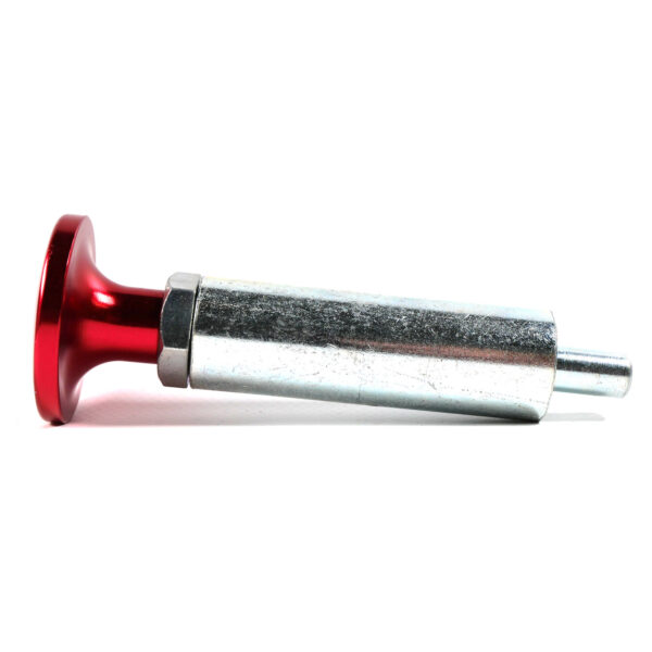 A Pop Pin M20 90mm with a cylindrical silver body and a red flat circular head is lying horizontally against a plain white background.