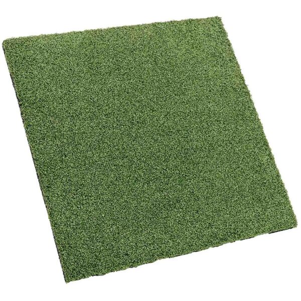 A neatly trimmed GymFloor RTS 50x50@20mm System piece of artificial grass features a lush, vibrant green texture, covering the full area.