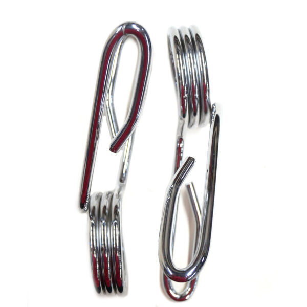 Two Barbell Spring Collars - Olympic, with a unique spiral design and smooth metallic finish, are placed side by side against a plain white background.