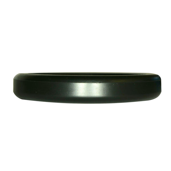 The Gym Rubber Stopper 48mm is a black, round object with a smooth, glossy surface viewed from the side against a white background. It resembles a thick ring or disc.