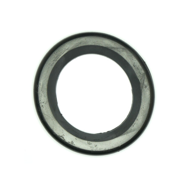 A close-up of a Gym Rubber Stopper 52mm, featuring a tarnished surface and smooth exterior with a hollow center, set against a plain white background.