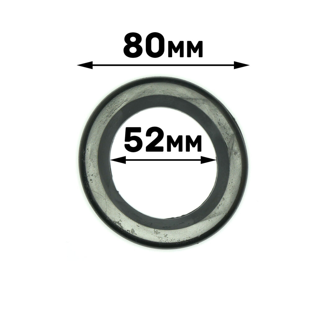 The Gym Rubber Stopper 52mm is a circular metal ring with an outer diameter of 80mm and an inner diameter of 52mm, displayed against a plain white background.