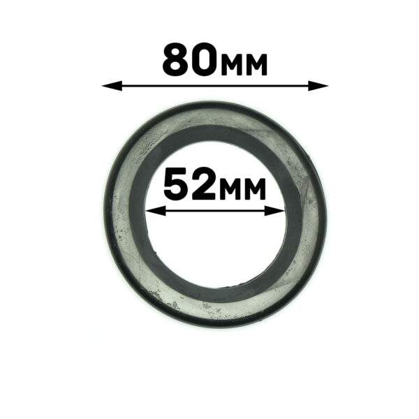 The Gym Rubber Stopper 52mm is a circular metal ring with an outer diameter of 80mm and an inner diameter of 52mm, displayed against a plain white background.
