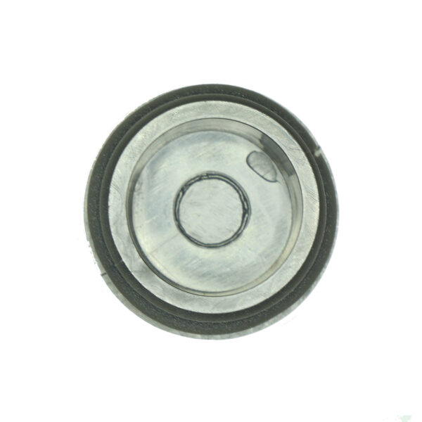 A close-up of a 48mm Diameter 45mmID metallic object, resembling a small wheel or bearing. It features a central circular section, an outer ring with intricate grooves, and a reflective surface on a white background.