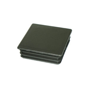 A 60mm x 60mm dark green, square plastic end cap with a matte finish and slightly rounded edges for tube or pipe insertion. The caps layers and dimensions are displayed in a stacked form.