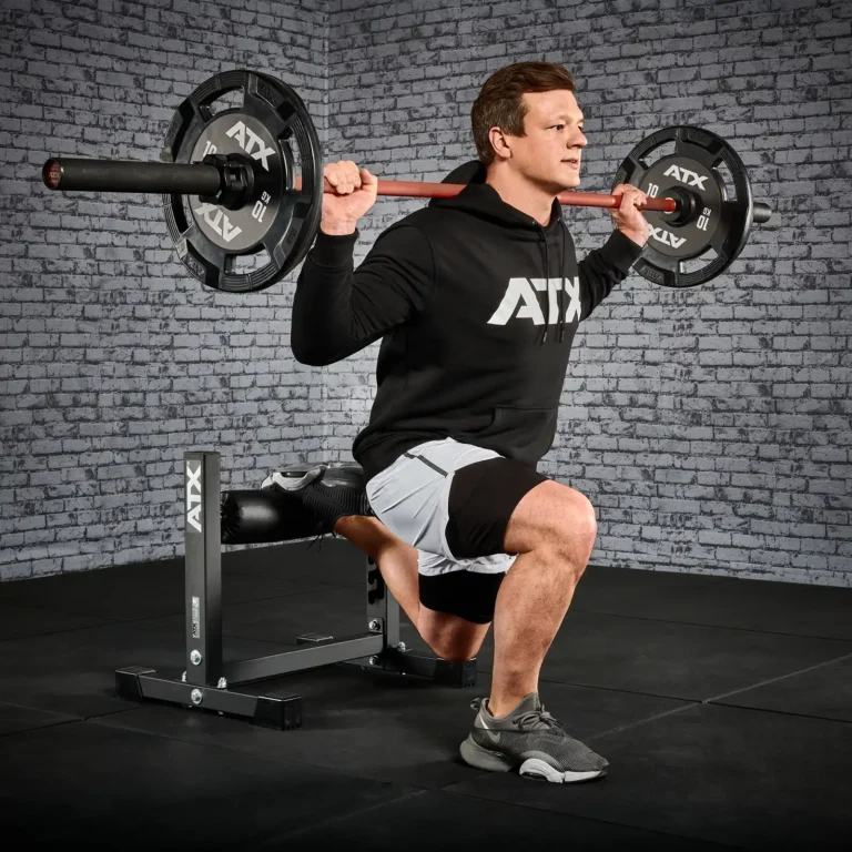 Bulgarian Split Squat Stand performed with a barbell