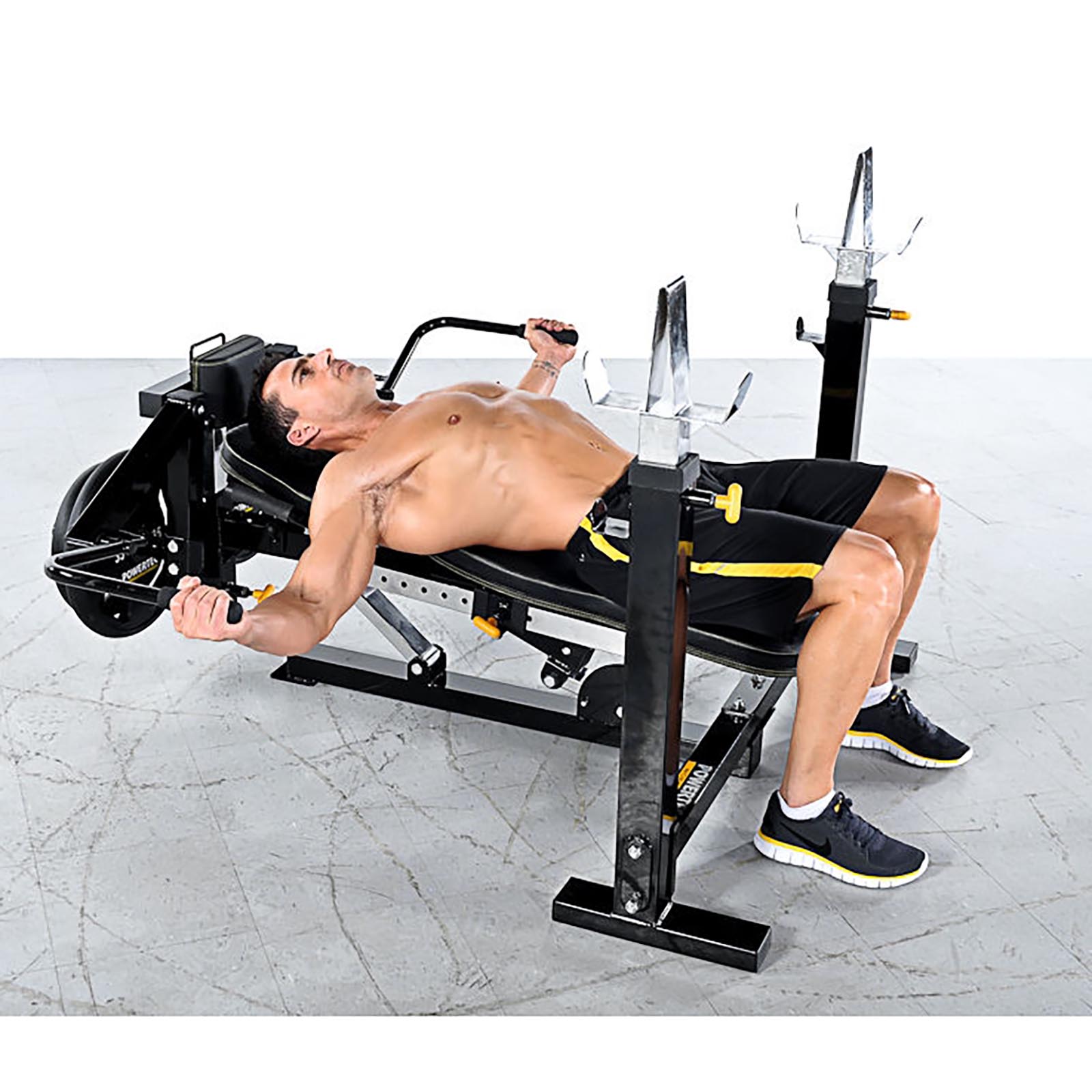 Man doing pec flys on a bench press