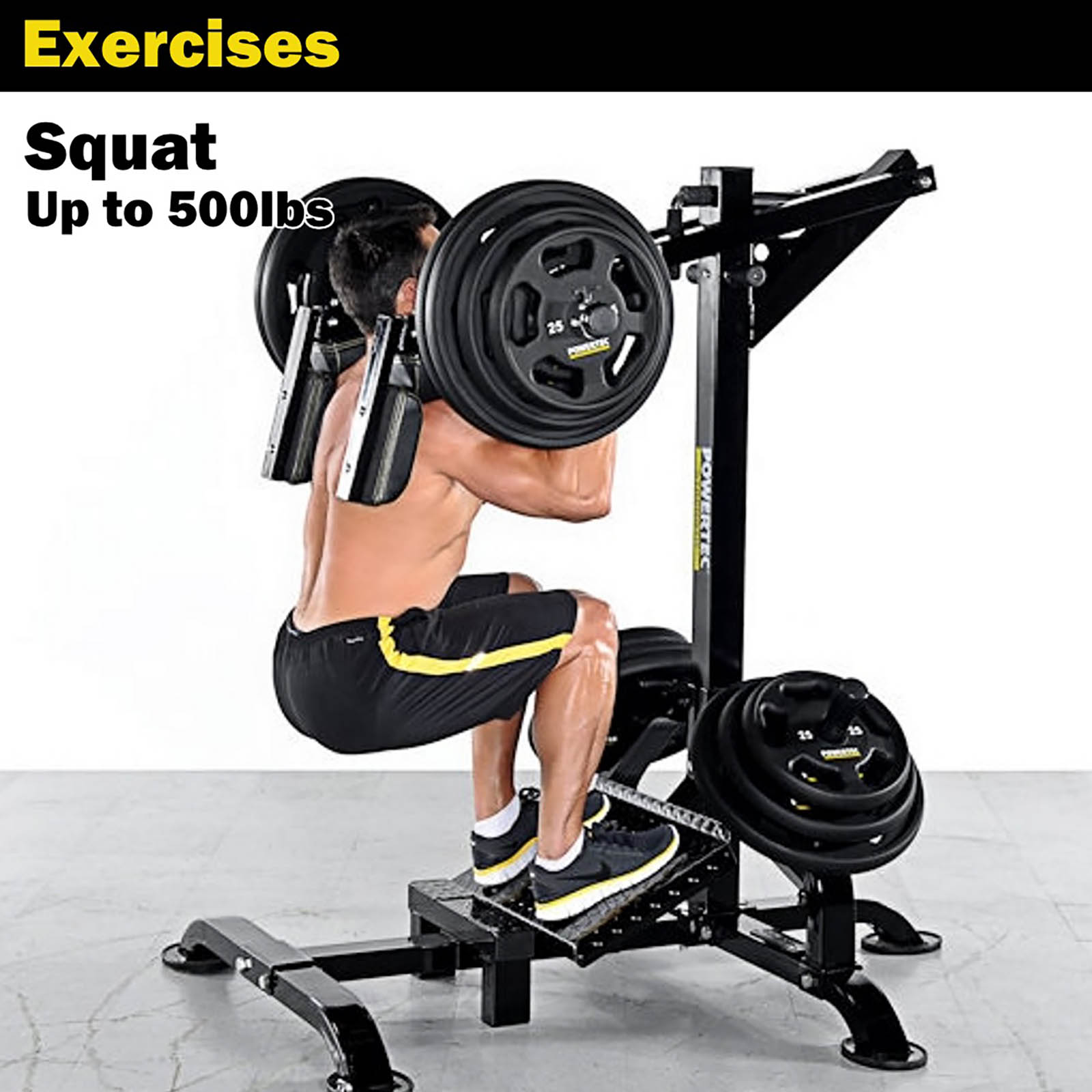 Man doing a hack squat on leverage machine