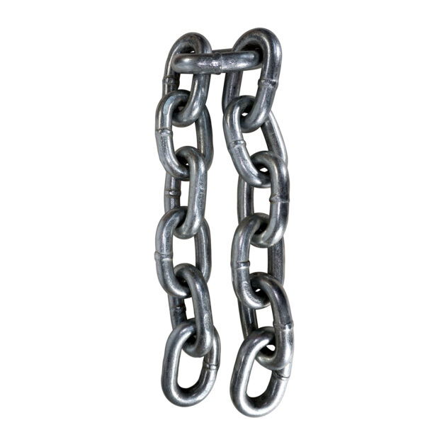 A close-up view of the Barbell Chain Set with Olympic Collar (12kg - 60kg), highlighting its interlocking metal links, isolated on a white background.
