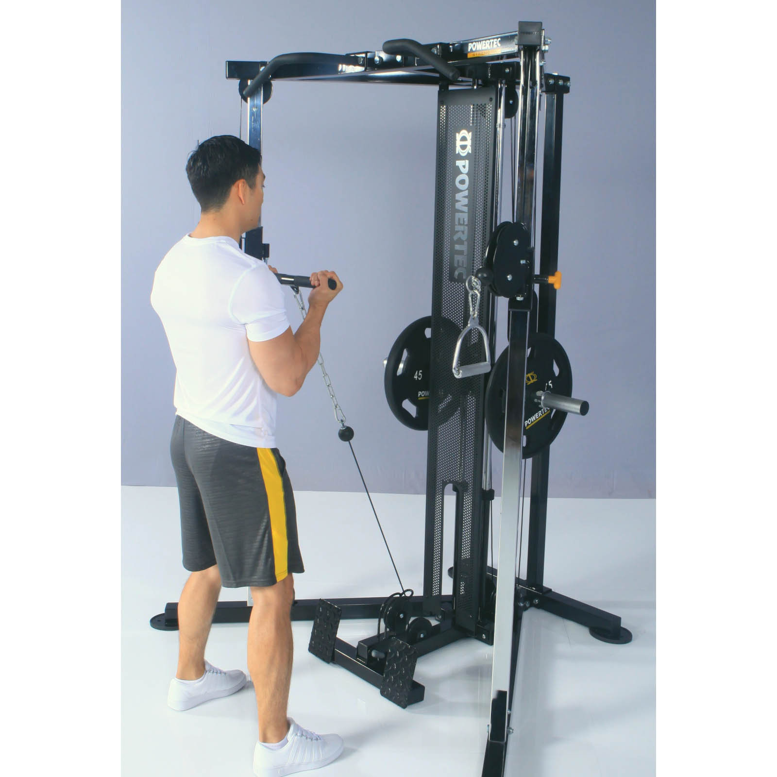 A man doing bicep curls on a functional trainer