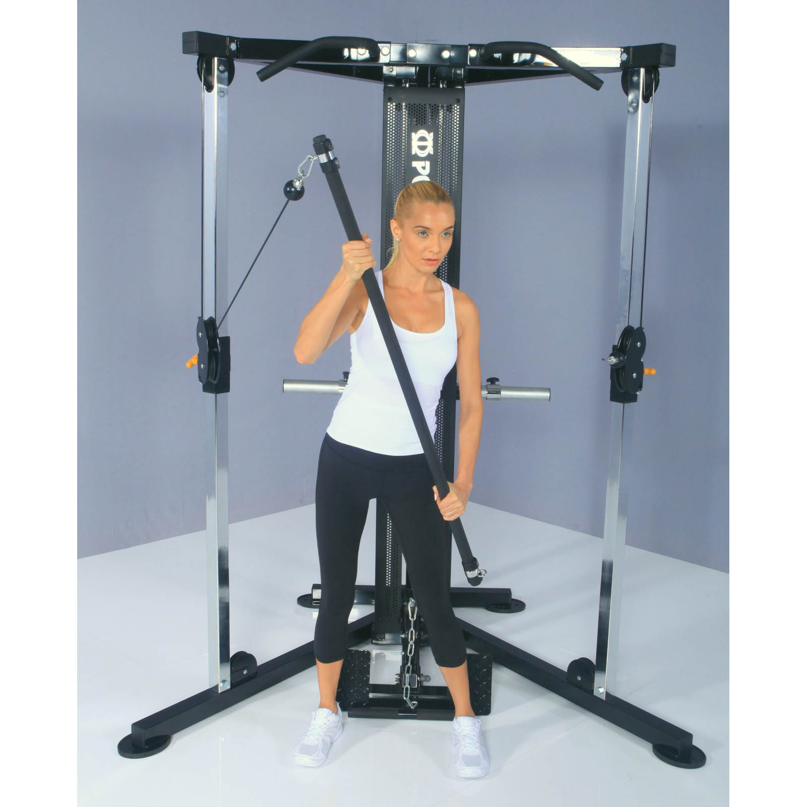 Woman doing a cable row exercise