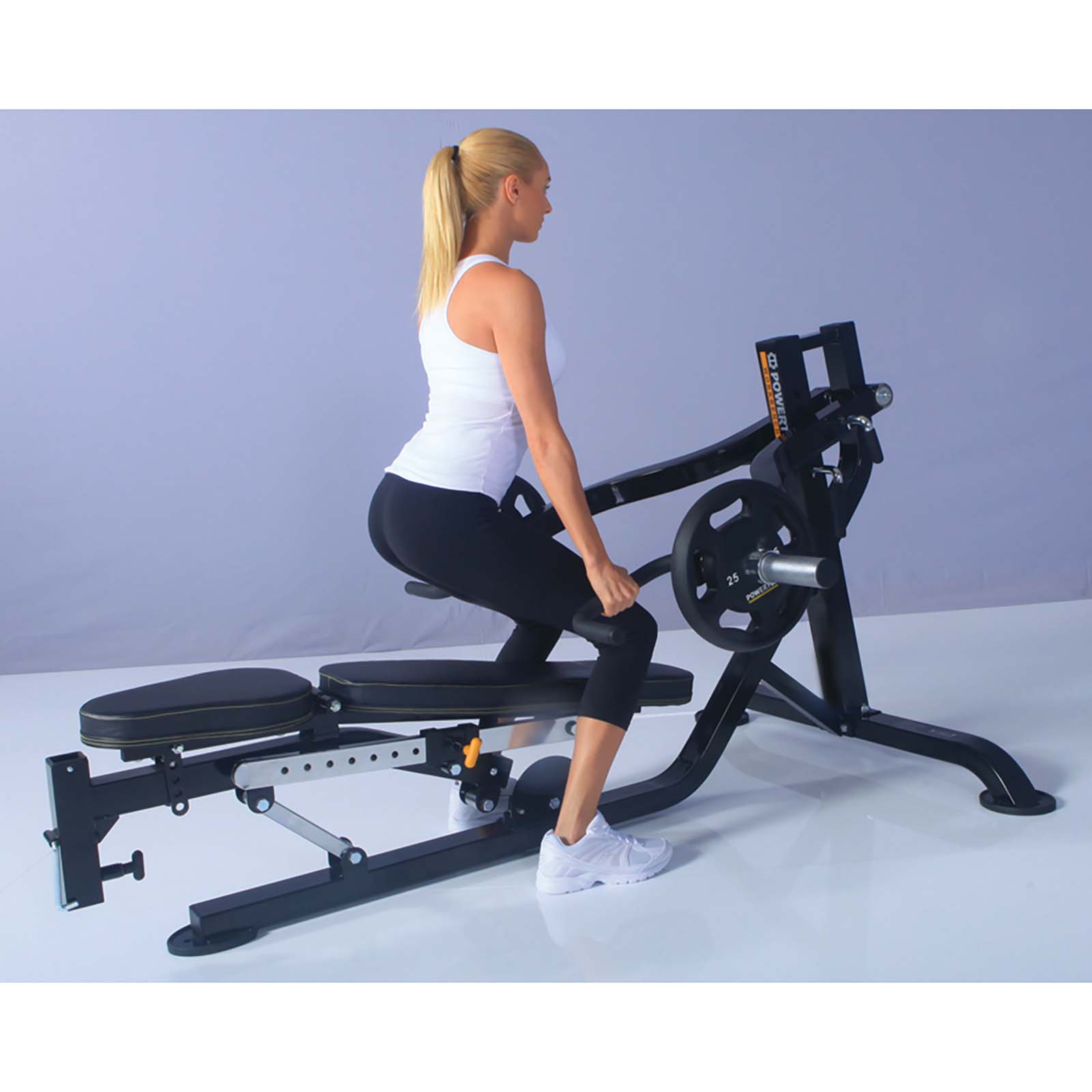 Woman doing rows on the Powertec Bench Press