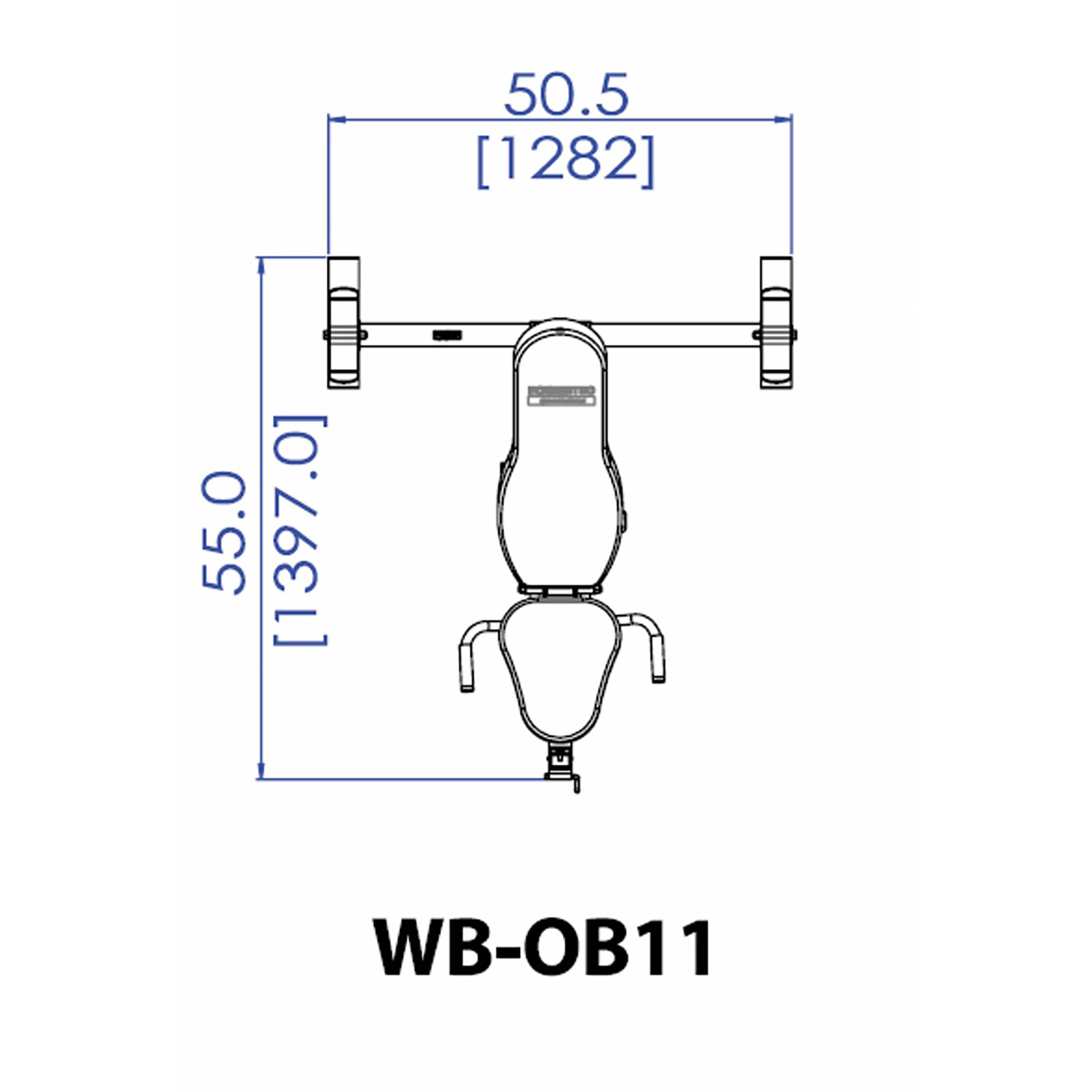 WB-OB11 Powertec Bench Press Footprint. 