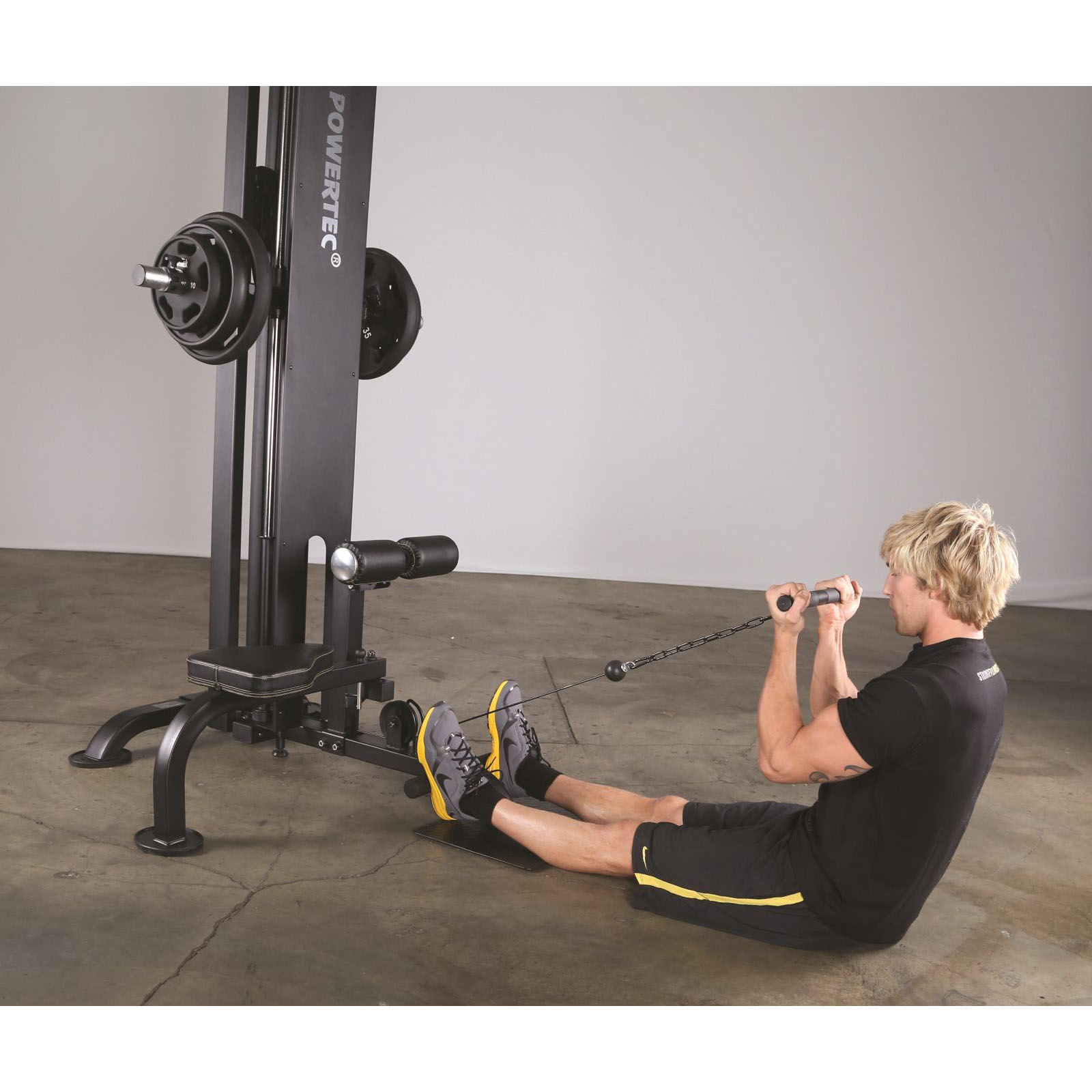 Seated Bicep Curls on a Lat Machine