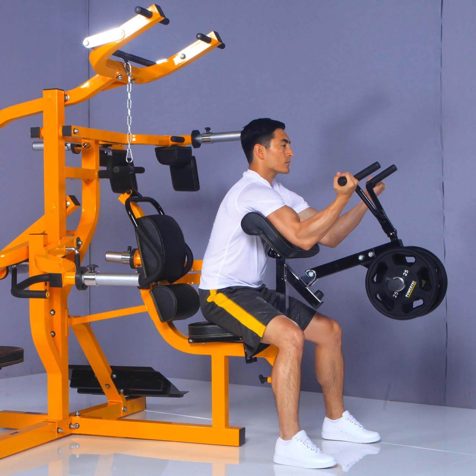 Powertec Curl Machine Accessory being used on the Powertec Multi System