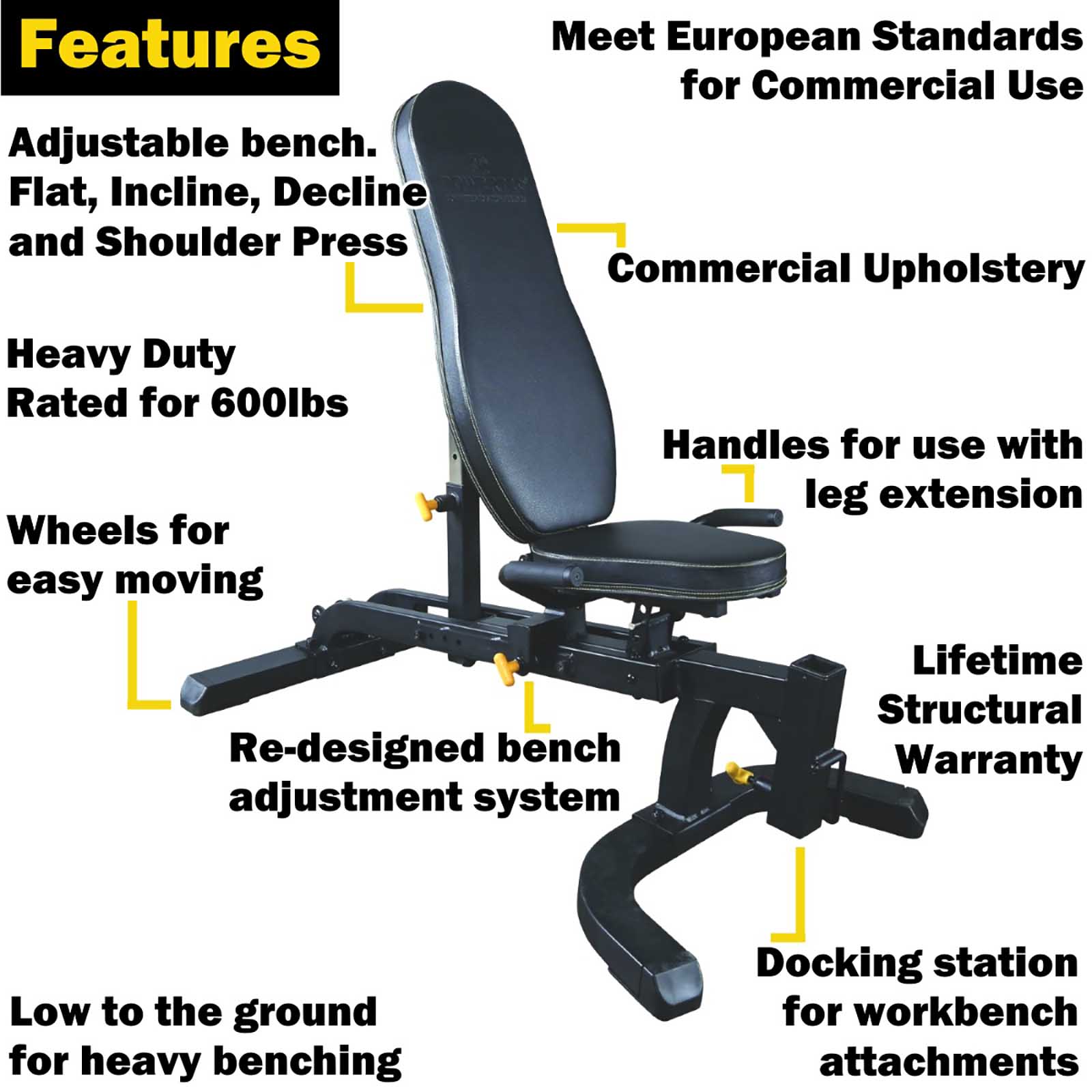 Powertec Utility Bench Features