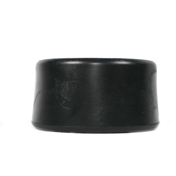 A 32 mm thick cylindrical Gym Rubber Stopper with a smooth black surface, slightly tapered base, and subtle engravings. Displayed against a plain white background.