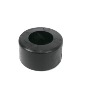 The Gym Rubber Stopper 32 mm Thick is a black cylindrical rubber bumper with a hollow center, typically used for cushioning or as a protective stopper, shown against a plain white background.