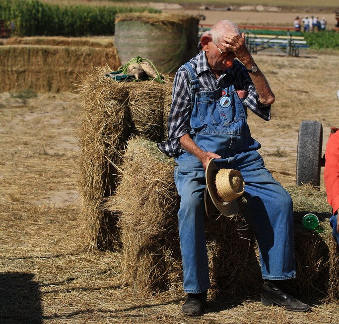 exhausted farmer