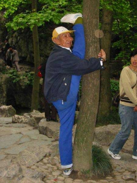 man stretching