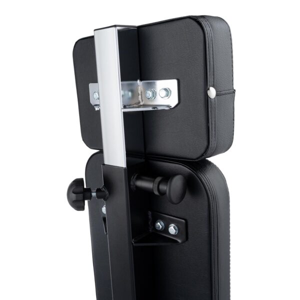 The Ironmaster Head Extension SB is showcased folded in a vertical position, featuring a sleek design with metallic support elements and adjustment knobs, emphasizing its sturdy construction.