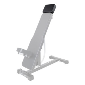 The Ironmaster Head Extension SB is an adjustable weight bench featuring a padded backrest, seat, and foot support in an inclined position. It has a sturdy metallic gray finish suitable for home or gym use.