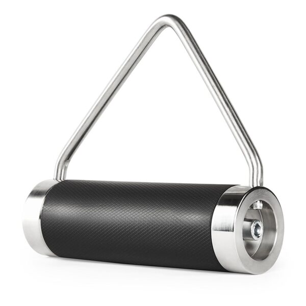 The ATX® Fat Grip Handle features a triangular steel design and a textured cylindrical black grip, making it ideal for strength training exercises.