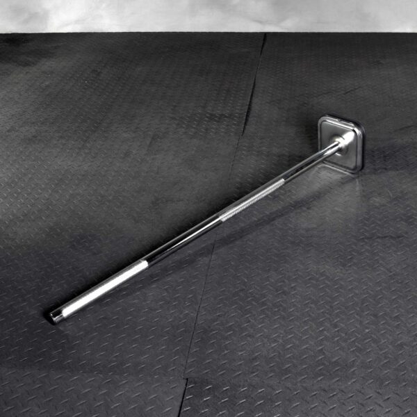 The Ironmaster Quick Lock Mace Handle sits on a black textured gym floor.