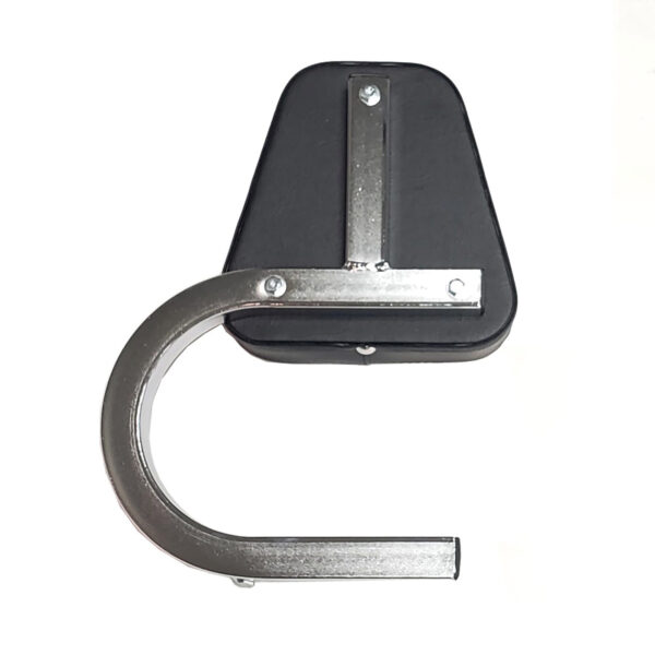 The Ironmaster Incline Seat Spare, an L-shaped metallic bike rack, is mounted on a black triangular backplate and displayed against a plain white background.