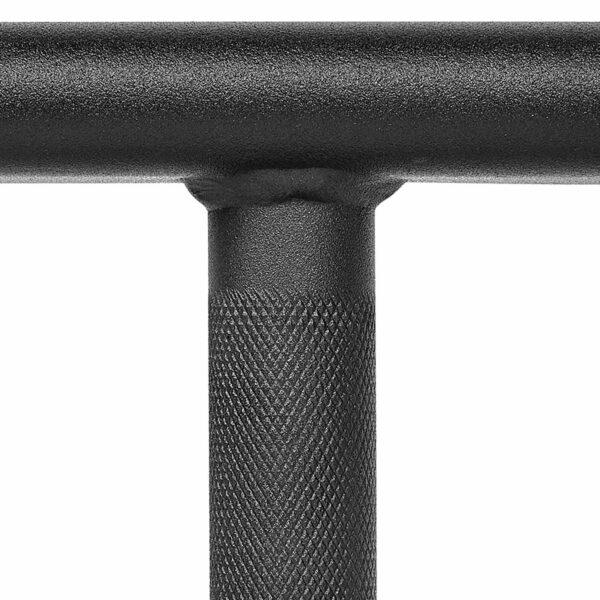 Close-up of the ATX® Olympic Parallel Multi-Grip Bar, featuring a textured, knurled grip. The image highlights the sturdy construction at the intersection of its horizontal and vertical sections.