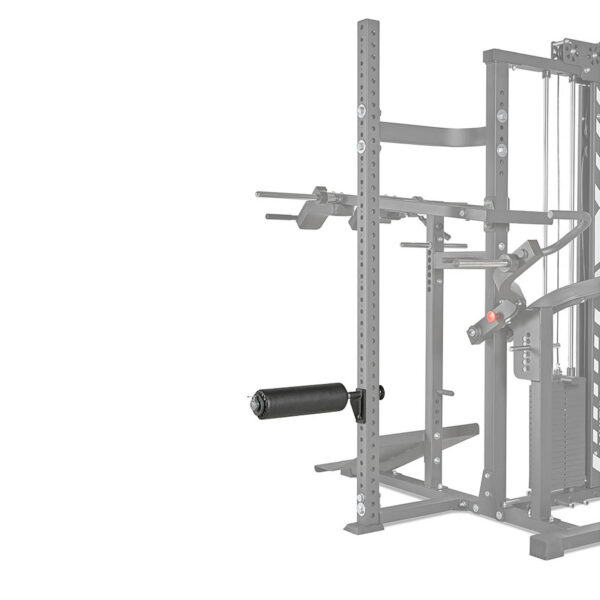The ATX® MultipleX Multi Gym - 700 features a metallic structure with adjustable settings, weight stacks, detachable roller attachment, and multiple pulleys and handles for versatile exercises and comprehensive workout routines.