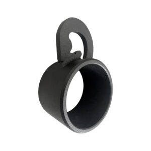 A black metal T-BAR Row Attachment Collar features a smooth, sturdy design with a flat, keyhole-shaped extension on top for holding or hanging. It is isolated against a white background.