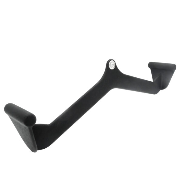 The Full Advantage Grip - MID GRIP is a black wall-mounted pull-up bar featuring angled grips and a central support bracket, perfect for strength training and home workouts.