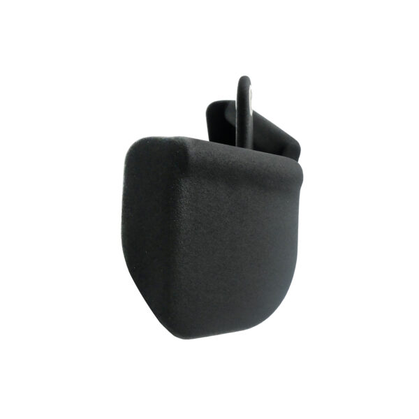 The Full Advantage Grip - Close Supinate Grip is a black, curved, rectangular object with a hook-like attachment on top, shown from a side angle against a white background.