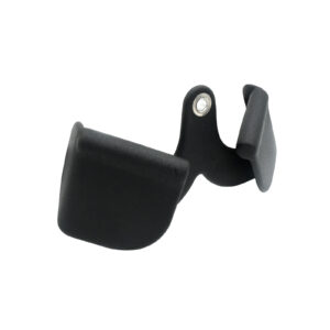 The Full Advantage Grip - Close Supinate Grip is a black, L-shaped plastic device featuring two flat ends and a central pivot point, designed as a holder or mount for securing objects.