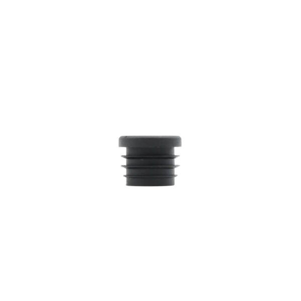 A 25mm Diameter Cap, small and cylindrical, in black rubber with three horizontal grooves, displayed against a plain white background.
