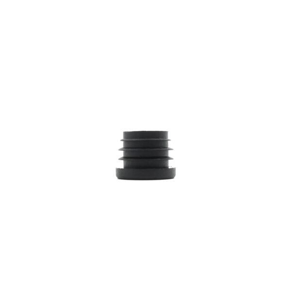 A 25mm Diameter Cap, small and black with horizontal grooves, is centered on a white background.