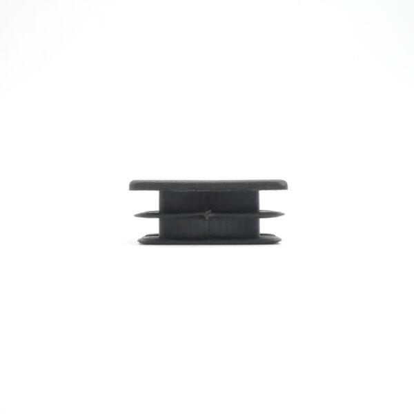 Close-up of a 30mm x 30mm End Cap, a black plastic rectangular tube insert with ribbed sides, against a white background.