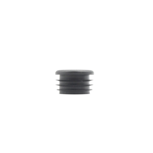 A small, cylindrical black plastic cap with three horizontal ridges set against a plain white background; product name: 32mm Diameter Cap.