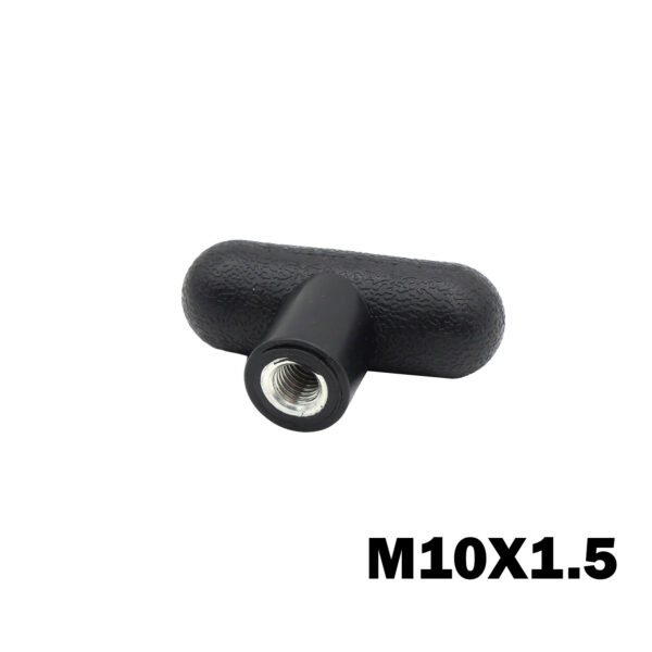 A black T-shaped plastic handle features a threaded metal insert and bears the label M10 Knob T Head in bold black text on a white background.