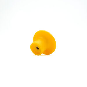 An M6 Knob 50mm Head, featuring a yellow, round design with a small metal insert and suction cup-like appearance, is set against a plain white background.
