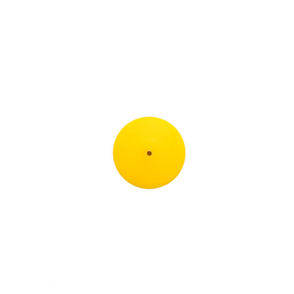 An M8 Knob with a 50mm head, colored yellow, and featuring a small center hole is set against a plain white background, achieving a minimalist look.
