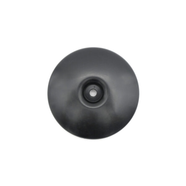 The Pulley Cover 117ID, a round black rubber suction cup with a small central hole, is shown from above against a white background.