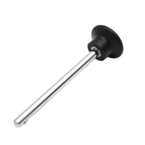 The Locking Pin 110mm D10mm features a long, thin metal rod and a streamlined round black handle, ideal for specialized applications.