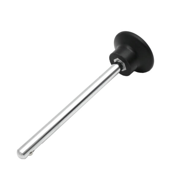 The Locking Pin 110mm D10mm features a long, thin metal rod and a streamlined round black handle, ideal for specialized applications.