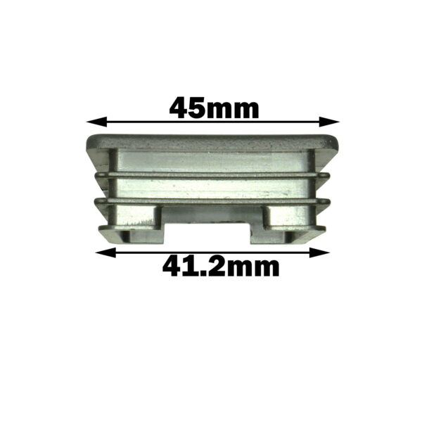 An image of a 45mm x 45mm End Cap, resembling a silvery metal heatsink with a layered design, measuring 45mm in width and approximately 41.2mm in height.