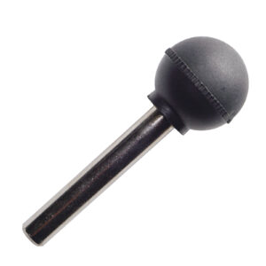 The Powertec Small Ball Head Lock Pin, D8mm and 48mm long, is a spherical rubber polishing bit with a metal shaft for use with rotary tools.
