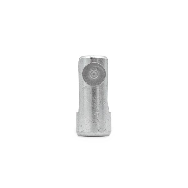 The Gym Cable 360 degree Swivel End, a cylindrical metallic object with flat top and bottom, stands upright against a plain white background.