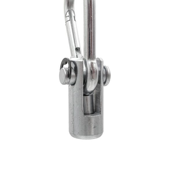 Close-up of the Gym Cable 360 Degree Swivel End, featuring a pivoting mechanism with a cylindrical base and a smooth, shiny surface.