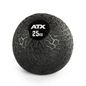 The ATX® Slam Ball, weighing 25 kg, features a black textured surface designed for fitness and strength training exercises.